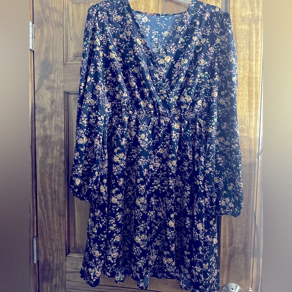 Cupshe Blue V-Neck Bishop Sleeve Sundress